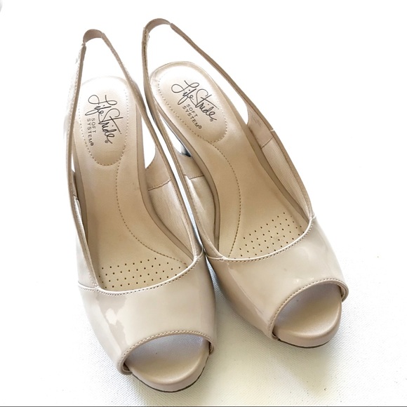 Life Stride Flex Slings Nude Patent Faux Leather